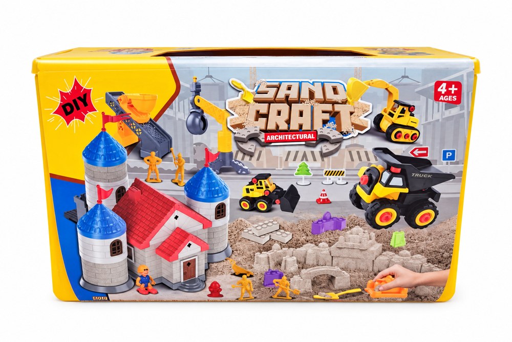 מארז חול קינטי Sand Craft — טירה וכלי בנייה